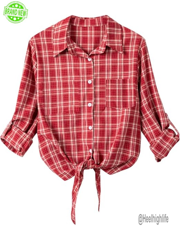 Long Sleeve Buffalo Plaid Button Down Shirt With Pocket